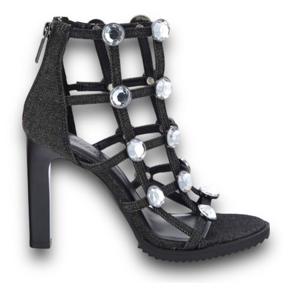 KARL LAGERFELD Beatriz Faux Crystals Heel Sandals in Black Size 10 NWOT - Picture 15 of 15